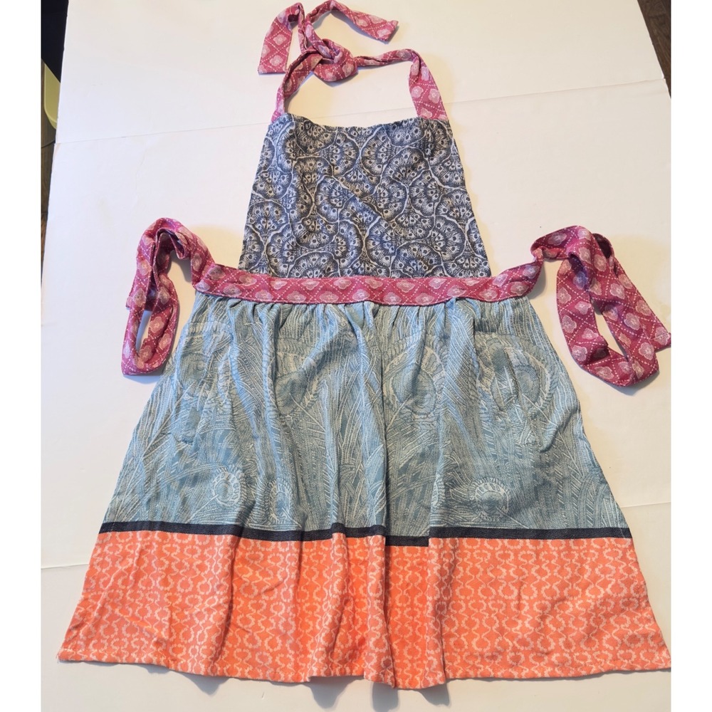 Liberty for Anthropologie RARE Jacquard-Woven Apron Pockets Neck And Back Tie